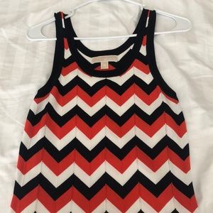 Michael Kors Orange, Blue and White Chevron Dress